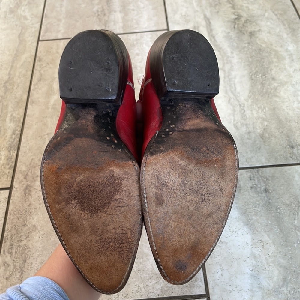 VTG Ralph Lauren Red Phoenix Bird Cowboy Boots Size 7 - Picture 7 of 12